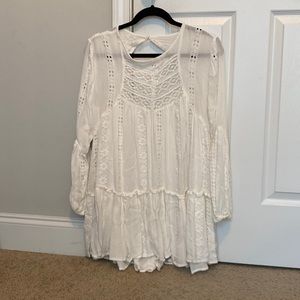 Free People kiss kiss tunic White Lace Detail Top